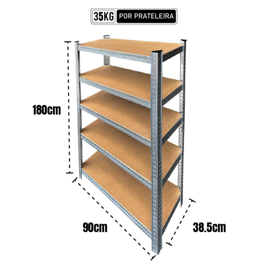 Conjunto de 3 Estantes Galvanizadas com 5 prateleiras - TI153-3