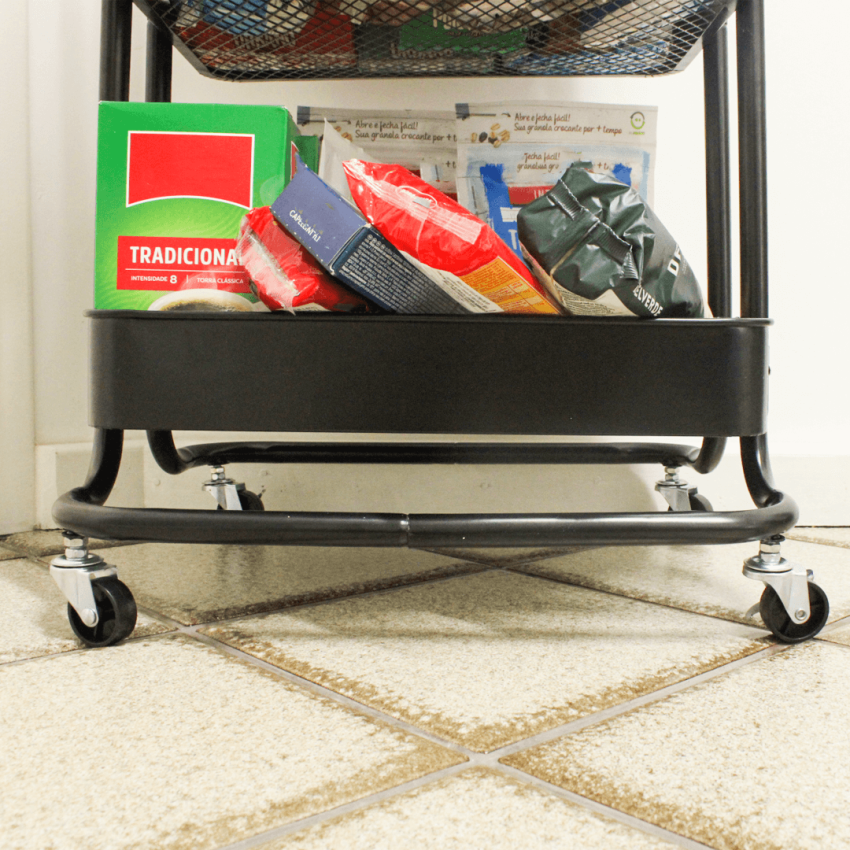 Carrinho Multiuso com 3 prateleiras ( Fruteira / Organizador ) com rodas, cor PRETA - HL-2303 - STROM