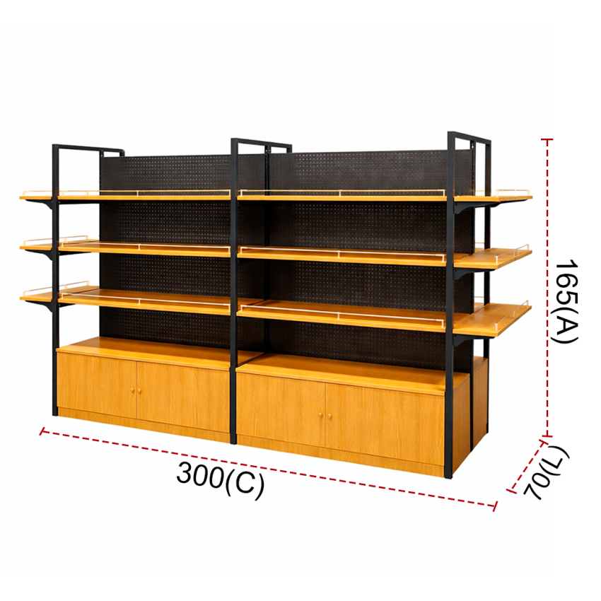 PRATELEIRA DUPLA COM GABINETE E EXTREMIDADE