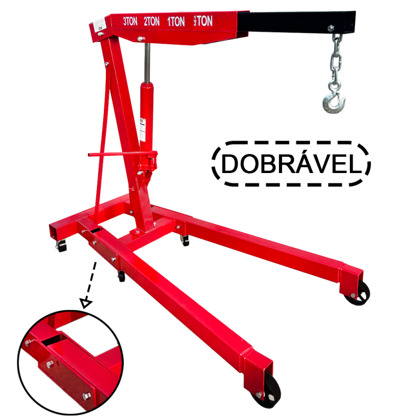 Guincho Hidráulico Fixo / Dobrável 3Ton Com Prolongador Tipo Girafa - 97231 - STROM