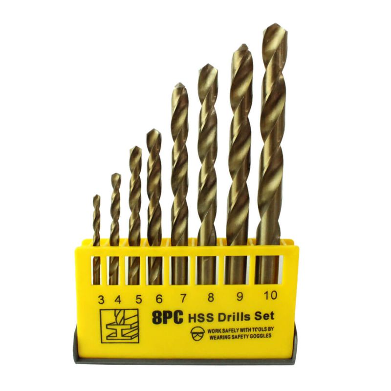 Jogo com 8 brocas torcidas de titânio 3 - 10mm - Crownman