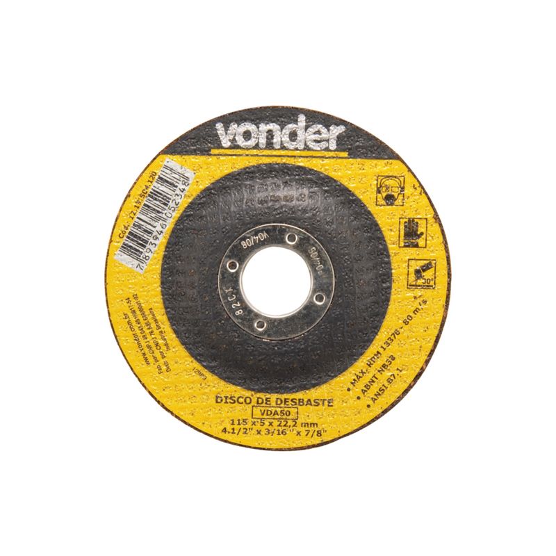 Disco de desbaste  115mm x 5mm x 22,2mm - 1219504120 - Vonder