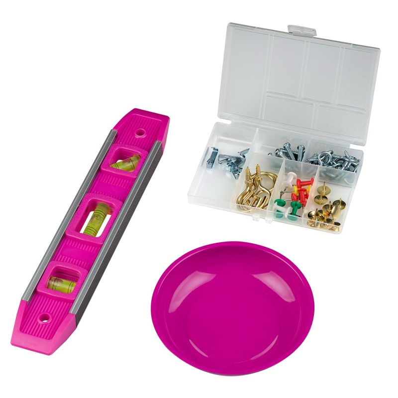 Kit com Nivel Bandeja e Acessórios para Casa - PB63SET Pink Box Tools