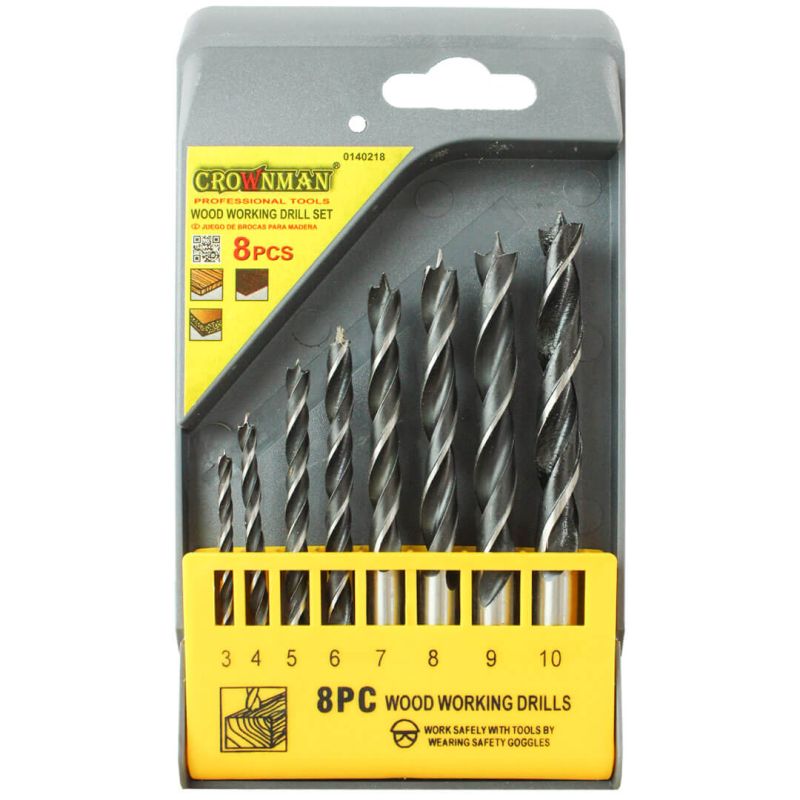 Jogo com 8 brocas para madeira 3 - 10mm - 0140218 - Crownman