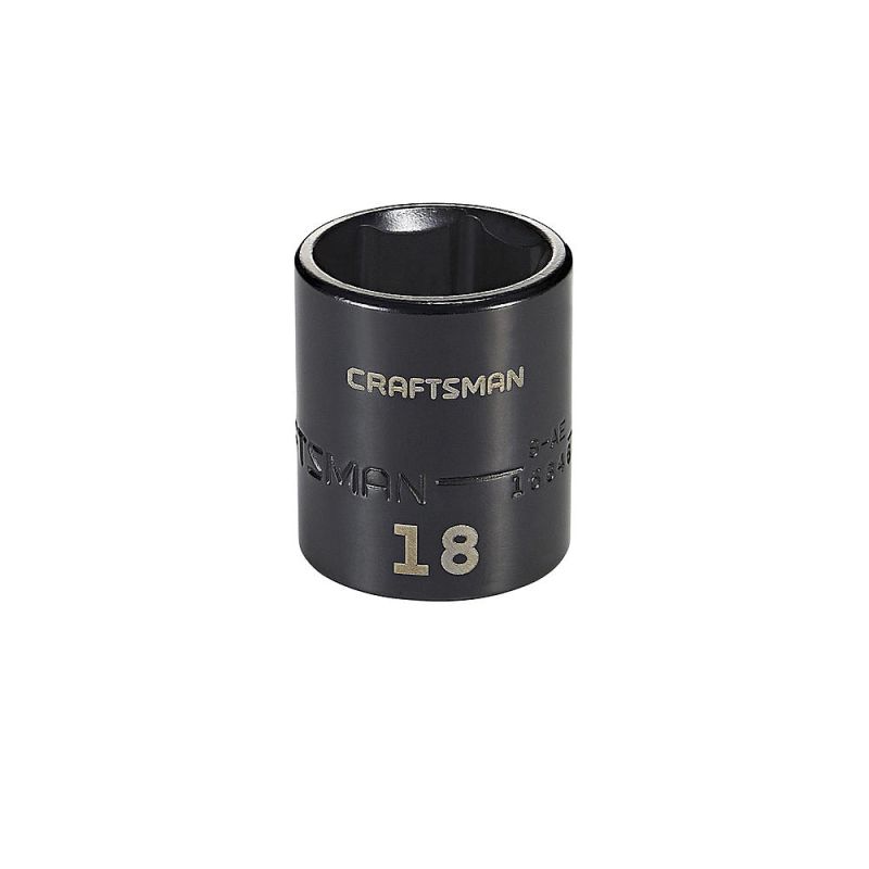 Soquete Impacto Curto 18mm, 6 pontas, Encaixe 3/8 - 15846 - Craftsman