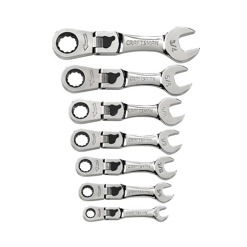 Conjunto de Chave Combinada com Catraca e Cabeça Articulada Polegada  7 pçs - 42040 - Craftsman