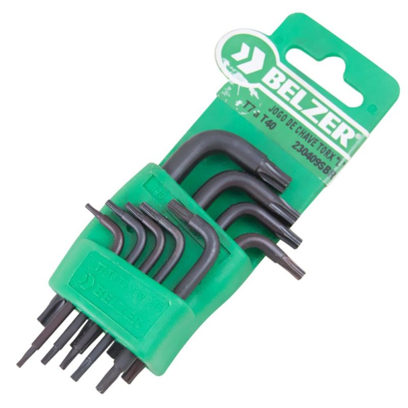 Jogo de Chaves Torx L T7 a T40 com 9 Peças - Belzer 230409SBR 