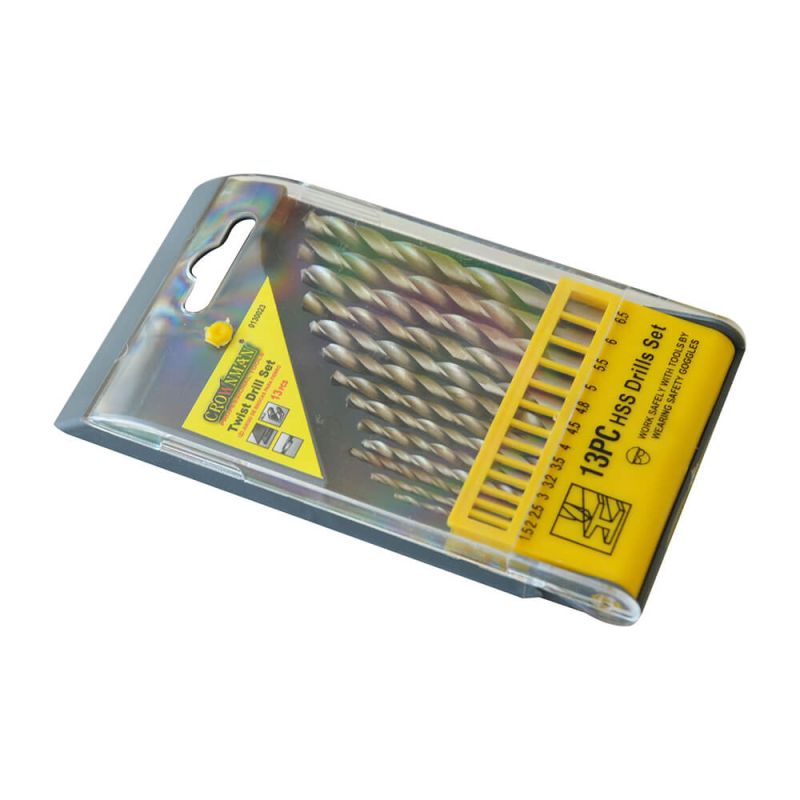 Jogo com 13 brocas torcidas de titânio 1.5 - 6.5mm - 0130023 - Crownman