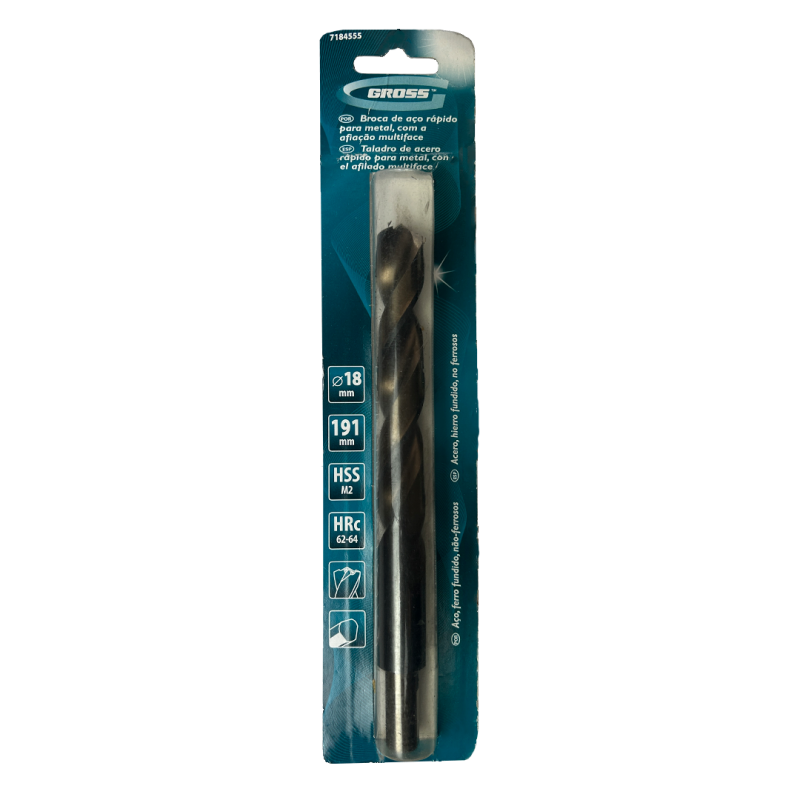 BROCA DE ACO RAPIDO P/ METAL 18X191MM P5M6 7184555