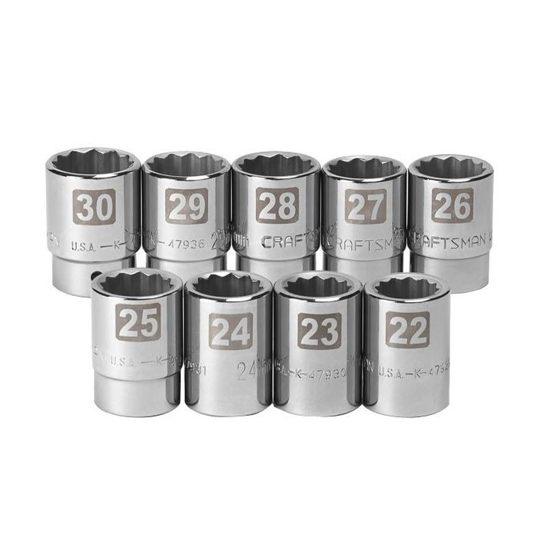 Jogo Com 9 Soquetes Métrico Adapt. 3/4 - Craftsman 46305