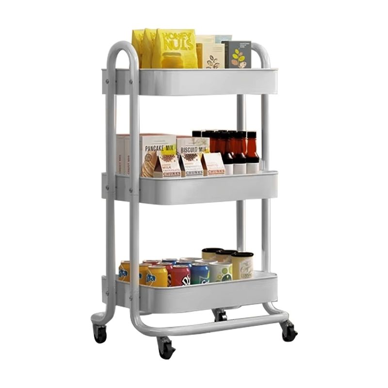 Carrinho Multiuso com 3 prateleiras ( Fruteira / Organizador ) com rodas, cor BRANCA - WHL-2303