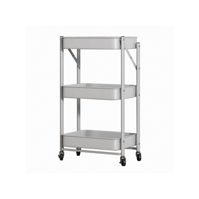 Carrinho Multiuso dobrável com 3 prateleiras ( Fruteira / Organizador ) com rodas, cor BRANCA - WHL-1103B