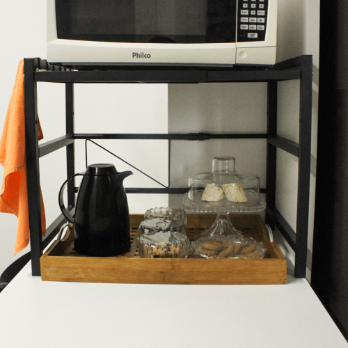 Rack p/ Microondas c/ 1 Prateleira, cor PRETA - HL-001