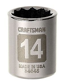 Soquete Curto 14mm, 12 pontas, Encaixe 3/8 - 34645 - Craftsman