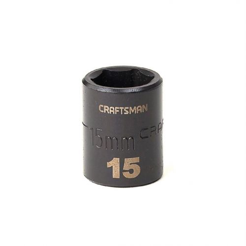 Soquete Impacto Curto 15mm, 6 pontas, Encaixe 3/8 - 15844 - Craftsman