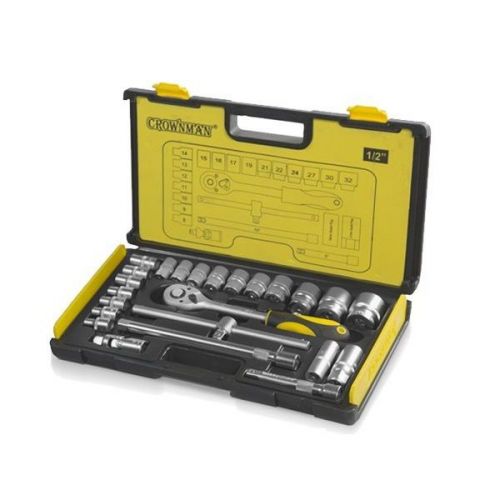 Jogo de Soquetes 25 peças com Encaixe de 1/2 pol - CMT-58.0025A - Crownman