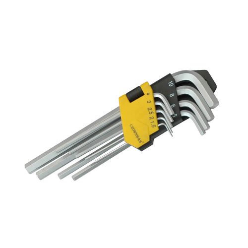 Jogo com 9 chaves hexagonais longas de 1,5mm a 10mm - 0420129 - Crownman